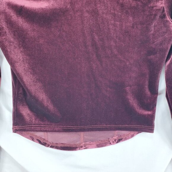 Lush Women's Berry Purple Cropped Blouse Top Long Sleeve Square Neck Size Medium - Picture 5 of 9